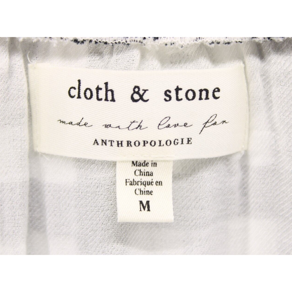 Anthropologie Cloth & Stone Women's Sara Top Black White Plaid Popover Soft Sz M - Picture 5 of 8